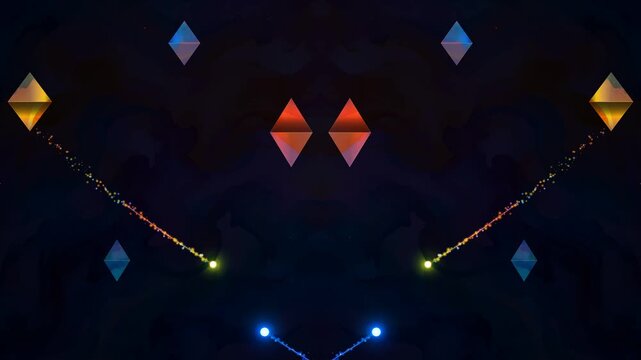 Futuristic digital background with low poly shapes and glowing particle light trails