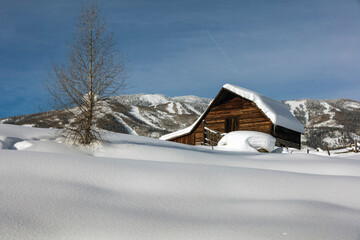 Extreme Winter Snow Cover in Remote Mountain Landscape