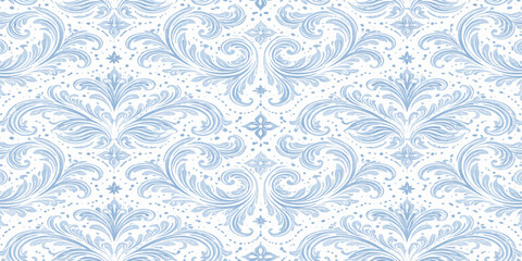 Seamless vintage floral damask pattern with ornate decorative elements for wallpaper and textile design © Hena