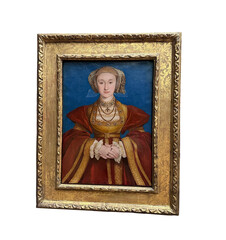 Fototapeta premium Portrait of Anne of Cleves isolated PNG on transparent background, historical Tudor queen artwork for monarchy and Renaissance themes
