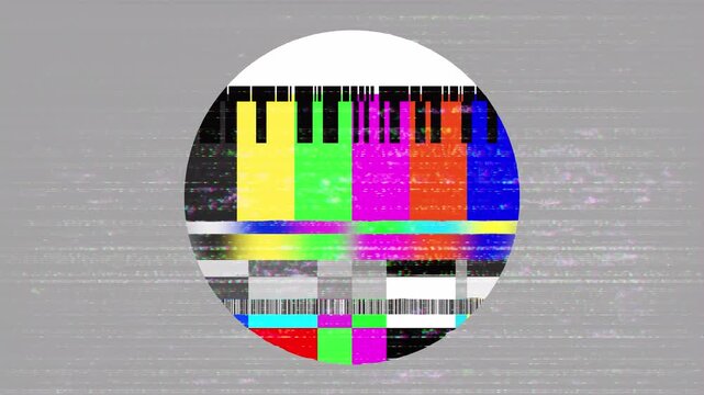 Tv test card signal noise glitch, Technical difficulties, interruption screen