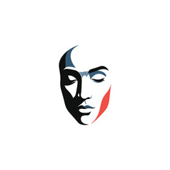 Obraz premium Illustration of a face with elements, showcasing artistry, creativity, drama, masks, and performance
