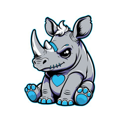 Baby Rhino Cartoon Character Vector Illustration