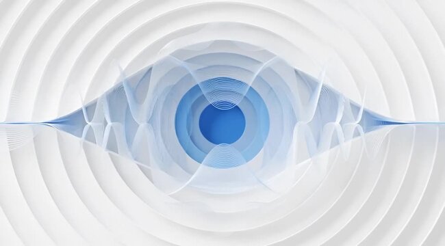 World Glaucoma Day vision concept with abstract blue eye iris animation and optical wave distortion, medical awareness background symbolizing eyesight health and glaucoma prevention