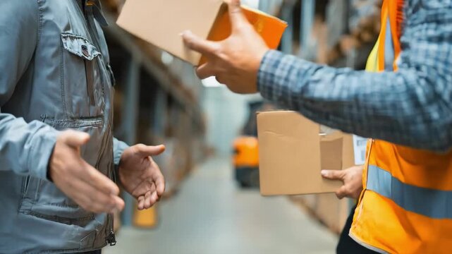 Trader negotiating physical delivery logistics for commodity contract settlement in warehouse environment.