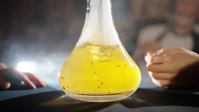 Close-up image of hookah. Slow motion view of the smoke. The hookah made on apple juice or white wine. Fun, entertainment, relaxation concept. People spend time in bar. Harmful habit. Tabaco smoking