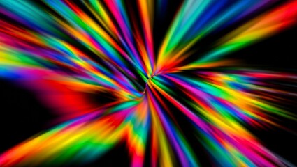 Obraz premium Colorful light rays bursting from a central point creating an abstract spectrum motion effect