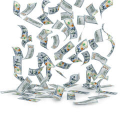 Flying US Dollar Banknotes Above Stack &ndash; Money Flow Concept 3D Render