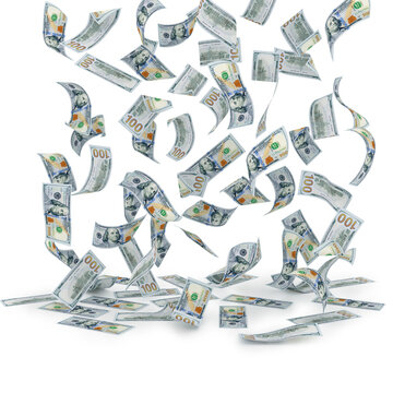 Flying US Dollar Banknotes Above Stack &ndash; Money Flow Concept 3D Render