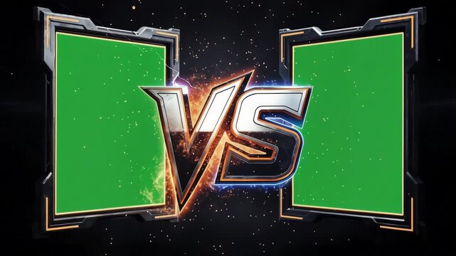 Versus VS comparison epic template with two blank transparent screens for product battle, competition showdown or sports match presentation on dark background for gamers
