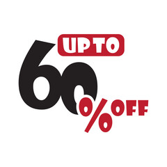 60% off logo vector illustration . 60 percent off icon.