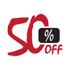50% OFF Sale Discount Banner. Discount offer price tag.