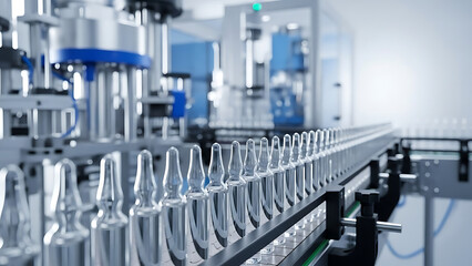 Obraz premium Industrial Machinery Assembly Line, Production Process, Factory Environment, Equipment Setup, Close-Up View, Manufacturing Concept