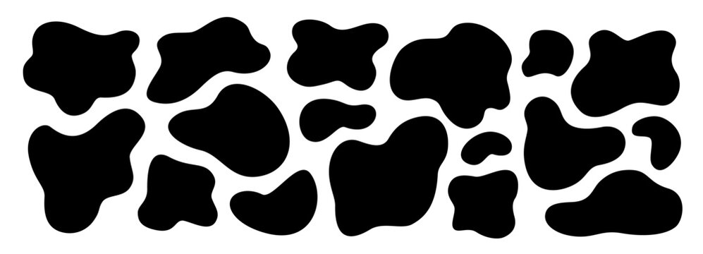 Abstract irregular organic set with black cute vector shape frame box. Hand drawn collage with abstract wavy background. Text rectangle banner with figure graphic shape