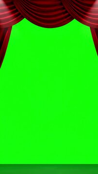 Green Screen real velvet cloth stage silk red curtain open on for theater opera show scenes this opening are shooted camera slow motion cinematic scene 2 with distortion, overlay, glitch, static