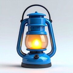 Fototapeta premium Vintage blue lantern with warm glowing light