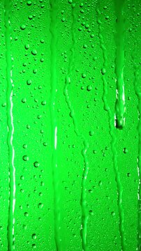 Green Screen water rainfall rain drops falling on window glass over chroma key scene 2 with distortion, overlay, glitch, static noise, scan lines black background, 4k animated video loop