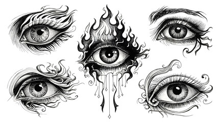 Fototapeta premium detailed illustrations of human eyes with creative designs