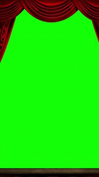 Green Screen real velvet cloth stage silk red curtain open on for theater opera show scenes this opening are shooted camera slow motion cinematic scene 2 with distortion, overlay, glitch, static