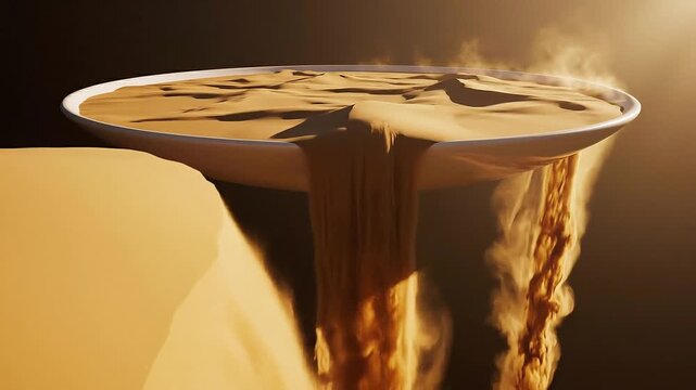 Sand Dunes Landscape with Sand Pouring from a Plate.