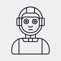 Obraz premium AI Assistant Outline Icon. Artificial Intelligence Virtual Helper Line Vector.