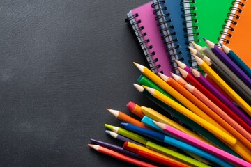 Colorful Stationery with Notebooks and Vibrant Pencils for Children&rsquo;s Creativity
