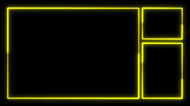 Live streaming Frame - animated yellow neon overlay frame for live streaming and gaming templates