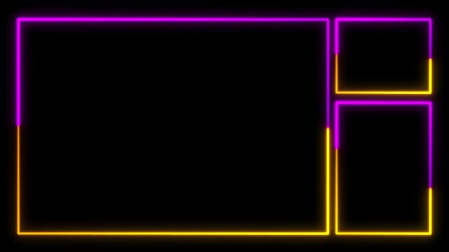 Live streaming Frame - animated purple and gold neon overlay frame for live streaming and gaming templates