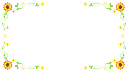 黄色い花と植物の春らしい装飾フレーム
