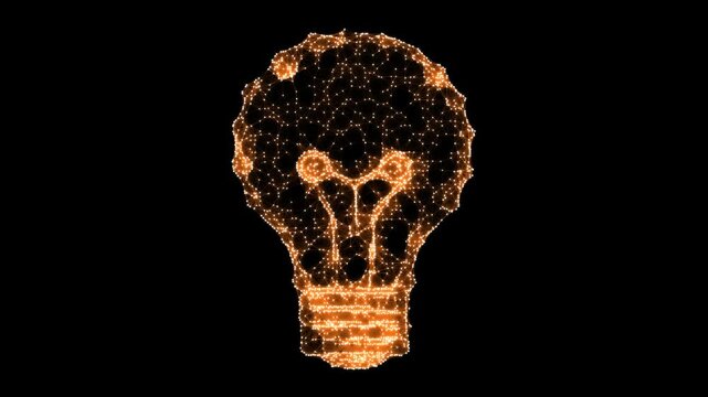 Abstract Geometric Light Bulb Animation, Seamless Loop, ProRes 4444 with Transparent and Black Backgrounds, Not AI generated