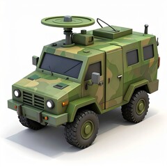 Obraz premium Military tactical vehicle in green camouflage for defense operations