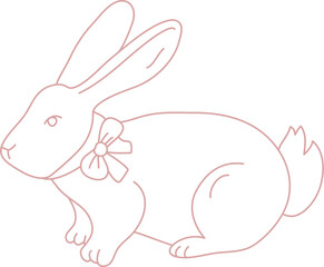 Obraz premium Rabbit With Bow Line Art