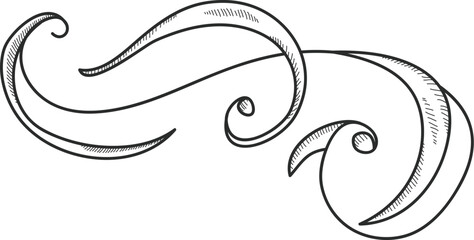 Flourish Swirl Ornament Line Art