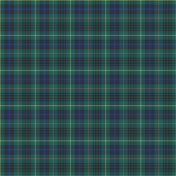 Seamless elegant teal and navy blue tartan plaid pattern background, traditional geometric Scottish checked texture with yellow and red lines for luxury textile design.