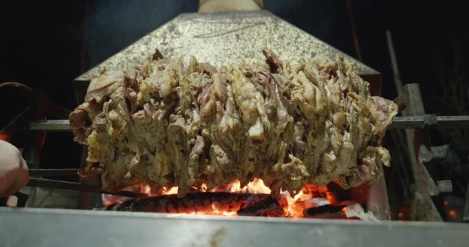 Traditional Cag Kebab Cooked Over Wood Fire in Erzurum
