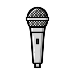 Vintage Style Microphone Illustration on White.