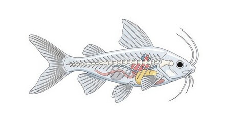 Fototapeta premium Detailed Illustration of Catfish Anatomy.
