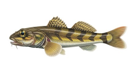 Fototapeta premium Detailed Illustration of Burbot Fish.