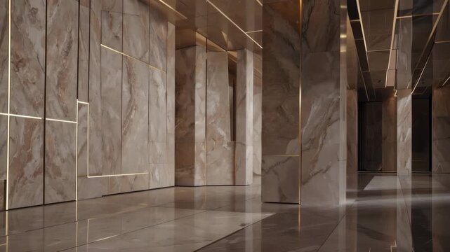Cinematic architectural video where controlled light bands define spatial structure, conveying precision and refined modern design.
