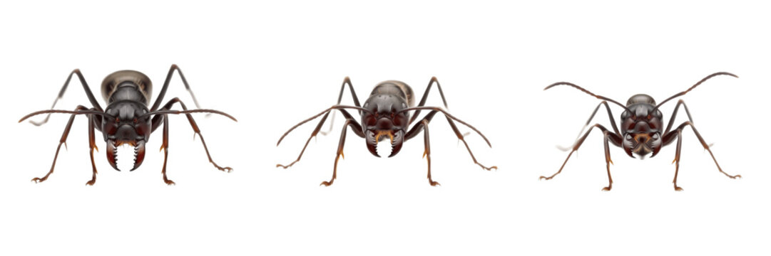 Trap-jaw ant isolated on white background, Odontomachus spp., Odontomachus bauri, Odontomachus rixosus, fast-jawed ant, predatory ant, tropical ant, army ant species, Odontomachus queen, Odontomachus 