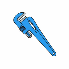 Obraz premium Cartoon-style blue pipe wrench with serrated jaws and adjustable mechanism