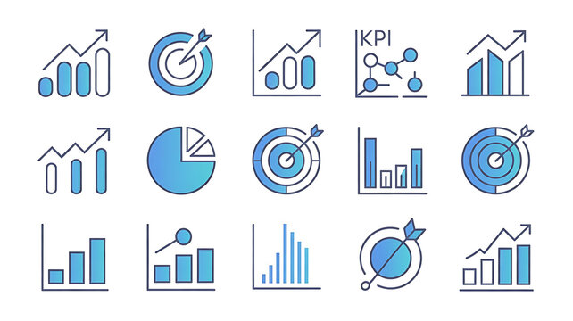 Business growth and analytics icons for presentations and reports