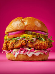  hamburger on a pink background