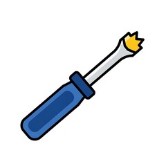 Screwdriver Tool with Blue Handle Illustration.