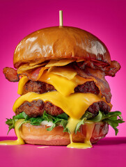  hamburger on a pink background