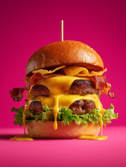  hamburger on a pink background