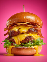  hamburger on a pink background