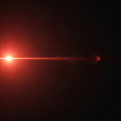 Abstract Red Lens Flare with Bright Light Streak on Dark Textured Background