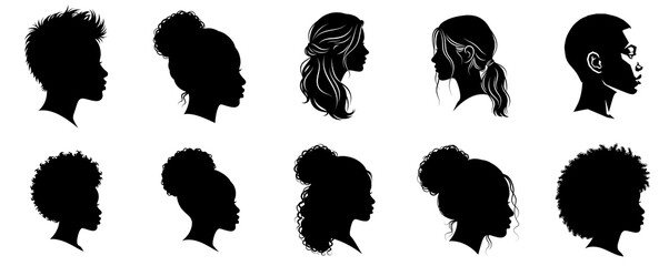 Silhouette Hairstyles of Diverse People