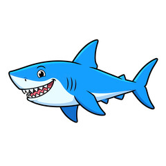 Obraz premium Blue Shark Vector Icon With Smiling Face